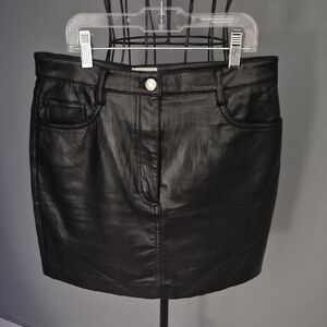 Wilfred Black Faux Leather Mini Skirt